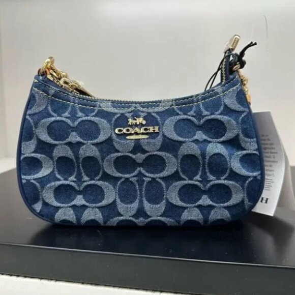 Coach Teri Mini Crossbody Bag In Signature Denim Crossbody - Picture 2 of 6